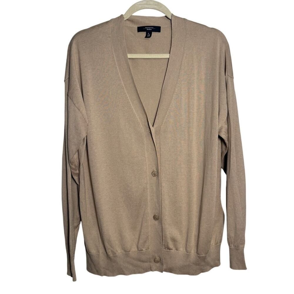 Weekend MaxMara Tan Silk Blend Cardigan Sweater Women’s Sz. L
